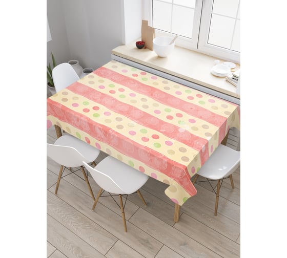 Прямоугольная скатерть JoyArty Розовые полосы из сатена tc_29664_120x145 1
