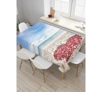 Прямоугольная скатерть JoyArty Сердечко на песке из сатена tc_7271_120x145