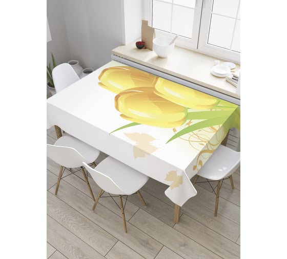 Прямоугольная скатерть JoyArty Солнечные тюльпаны из сатена tc_27829_120x145 1