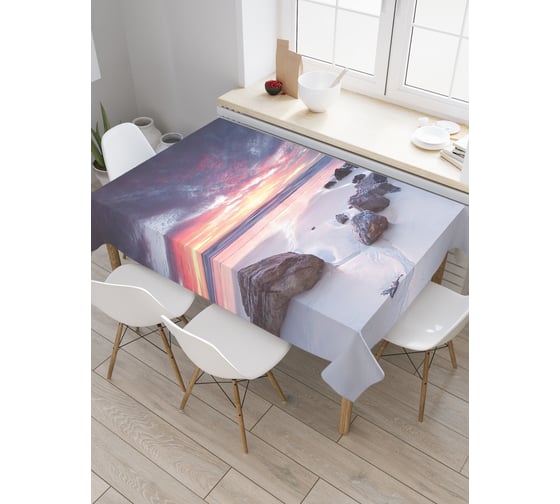 Прямоугольная скатерть JoyArty Закат над камнями из сатена tc_29148_120x145