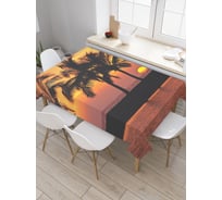 Прямоугольная скатерть JoyArty Закат и пальмы из сатена tc_21006_120x145