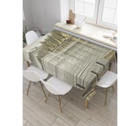 Прямоугольная скатерть JoyArty Причал на горном озере из сатена tc_32722_120x145