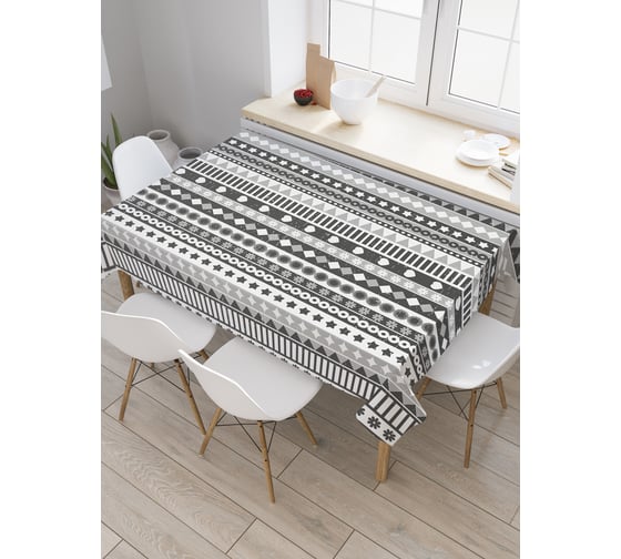 Прямоугольная скатерть JoyArty Серые полосы из сатена tc_29418_120x145 1