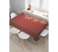 Прямоугольная скатерть JoyArty Завитки на коричневом фоне из сатена tc_30508_120x145