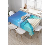 Прямоугольная скатерть JoyArty Домик на пирсе из сатена tc_5007_120x145