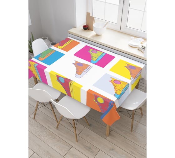 Прямоугольная скатерть JoyArty Разноцветные кеды из сатена tc_31333_120x145 1