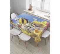 Прямоугольная скатерть JoyArty Разноцветное подводное царство из сатена tc_32233_120x145