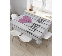 Прямоугольная скатерть JoyArty Сердце на деревянном фоне из сатена tc_46203_120x145