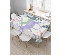 Прямоугольная скатерть JoyArty Разноцветные олени из сатена tc_5019_120x145