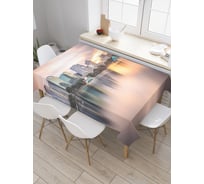 Прямоугольная скатерть JoyArty Закат над городом из сатена tc_29671_120x145