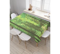 Прямоугольная скатерть JoyArty Зеленая тропа из сатена tc_9347_120x145