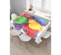 Прямоугольная скатерть JoyArty Разноцветные сердца из сатена tc_34335_120x145