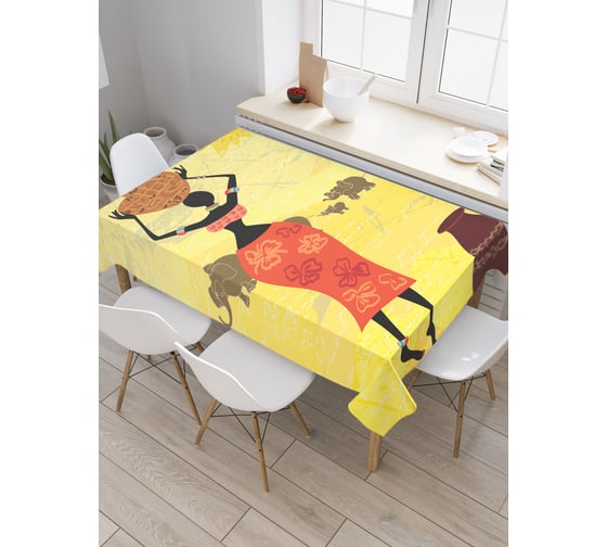 Прямоугольная скатерть JoyArty Наблюдение за слонами из сатена tc_23258_120x145 1