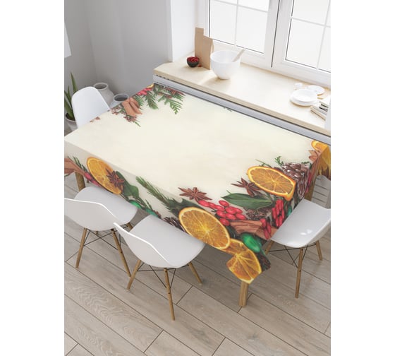 Прямоугольная скатерть JoyArty Рождественские апельсины из сатена tc_37041_120x145 1