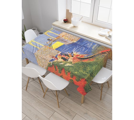 Прямоугольная скатерть JoyArty Средневековый мост.Живопись из сатена tc_5176_120x145 1