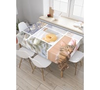 Прямоугольная скатерть JoyArty Домашний зимний уют из сатена tc_29901_120x145