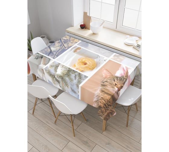 Прямоугольная скатерть JoyArty Домашний зимний уют из сатена tc_29901_120x145 1