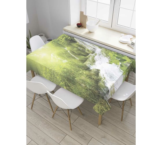 Прямоугольная скатерть JoyArty Водопад под солнцем из сатена tc_8456_120x145 1