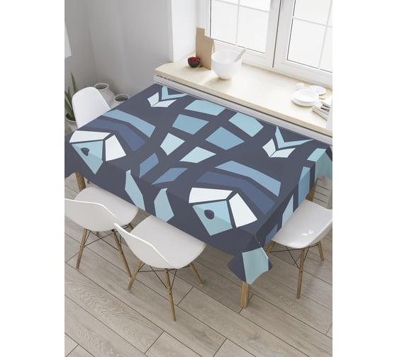 Прямоугольная скатерть JoyArty Геометрические рыбы из сатена tc_28317_120x145 1