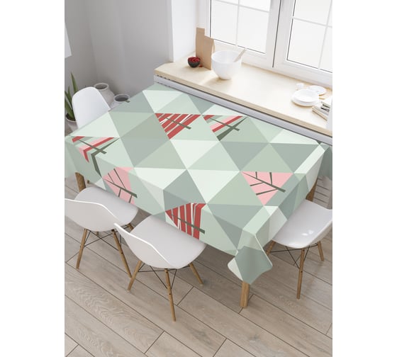 Прямоугольная скатерть JoyArty Деревья в треугольниках из сатена tc_29468_120x145 1