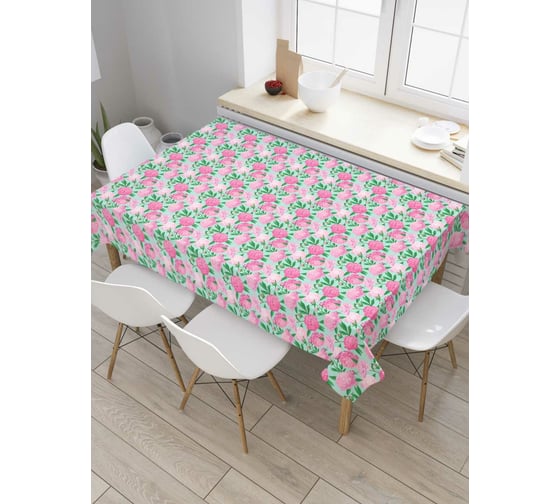 Прямоугольная скатерть JoyArty Разнообразие розовых цветов из сатена tc_258470_120x145 1