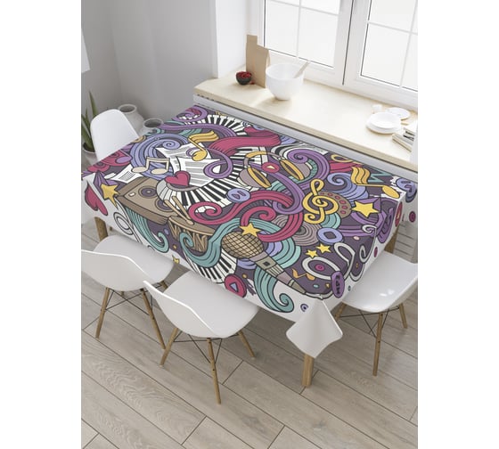 Прямоугольная скатерть JoyArty Музыкальный клубок из сатена tc_31551_120x145 1