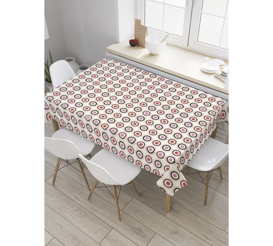 Прямоугольная скатерть JoyArty Диски с кружками из сатена tc_31784_120x145 1