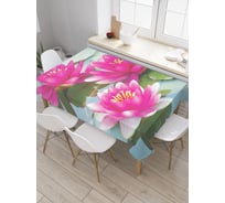 Прямоугольная скатерть JoyArty Река с цветами из сатена tc_2607_120x145