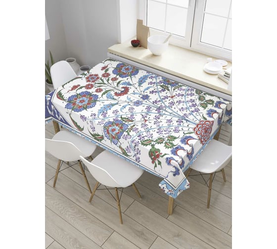 Прямоугольная скатерть JoyArty Волнистый цветочник из сатена tc_8351_120x145 1