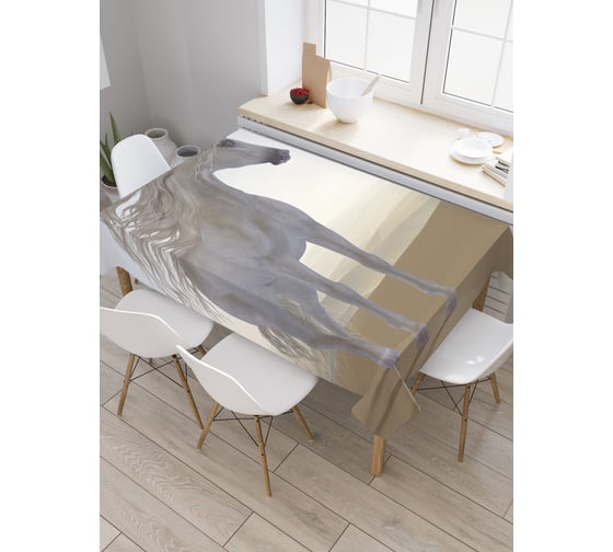 Прямоугольная скатерть JoyArty Единорог в пустыне из сатена tc_5140_120x145 1