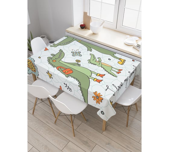 Прямоугольная скатерть JoyArty Семья крокодилов из сатена tc_34548_120x145 1