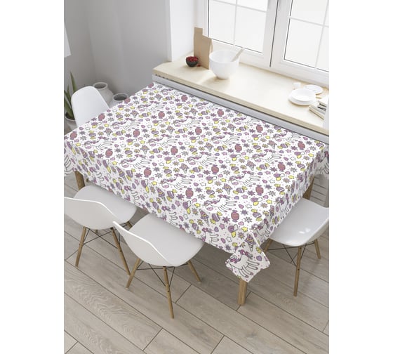 Прямоугольная скатерть JoyArty Единорог-сладкоежка из сатена tc_32657_120x145 1