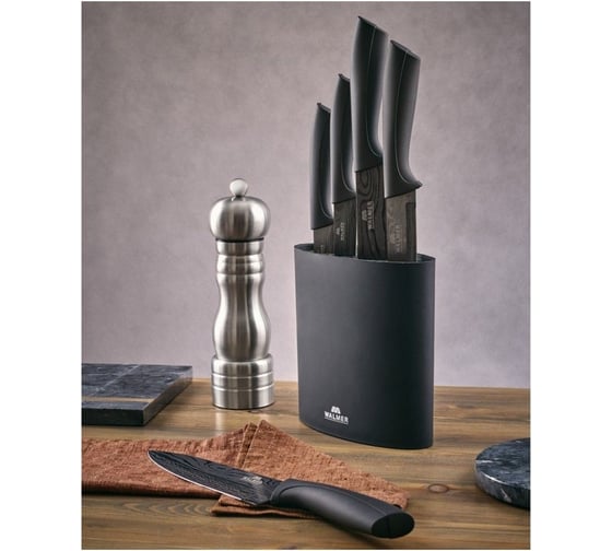 Овальная подставка для ножей Walmer 16x7x16 см, черная W08002201
