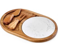 Набор для сыра Walmer CHEESY 4 предмета, доска сервировочная, подставка круглая, нож для пармезана W21090443