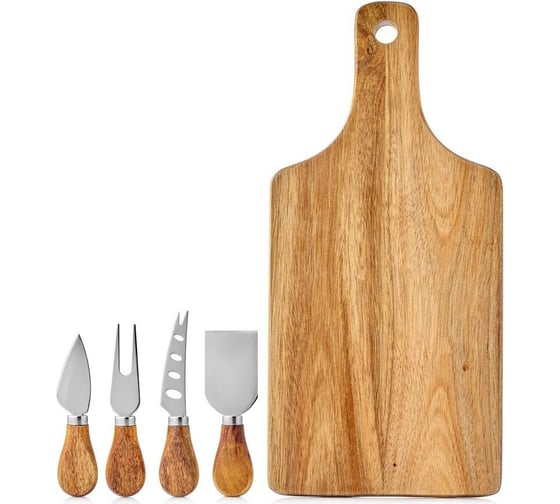 Подарочный набор Walmer CHEESY 5 предметов, доска сервировочная, 4 ножа для сыра W21090423
