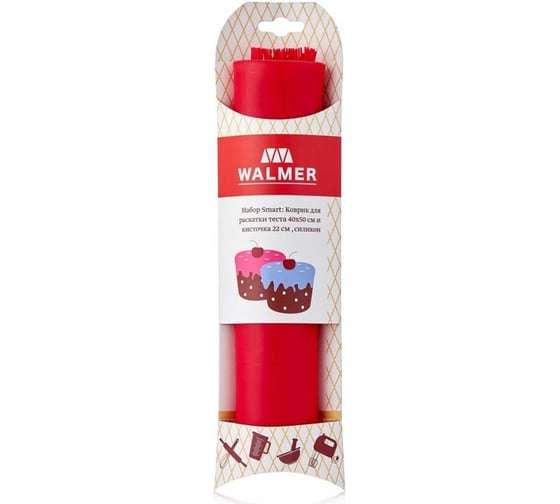 Коврик для раскатки теста Walmer Smart набор, 40x50 см, и кисточка 22 см, силикон W27518301