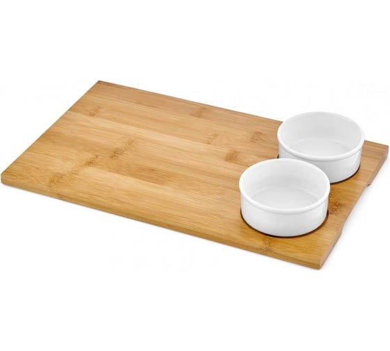 Сервировочная доска Walmer Bamboo с 2-мя мисками, 36x22 см, миски 9 см W37000892
