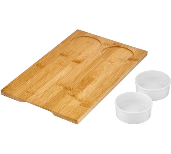 Сервировочная доска Walmer Bamboo с 2-мя мисками, 36x22 см, миски 9 см W37000892