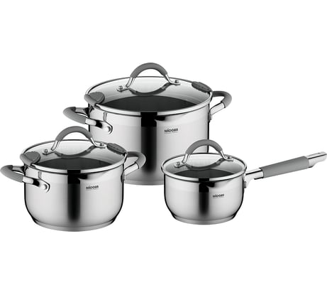 Набор посуды NADOBA NITA со стеклянными крышками, 6 пр, 726918