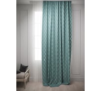 Штора Костромской текстиль Блэкаут рогожка, решетка, 200x260 см, бирюзовый 00-00803788