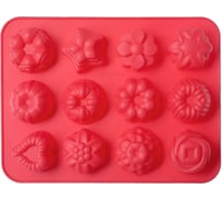 Силиконовая форма для выпечки Walmer Bakery красная, 12 кексов W27322440