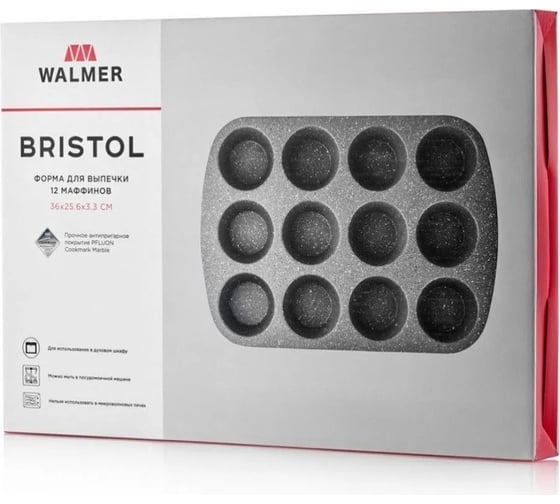 Форма для 12 маффинов Walmer Bristol 36x25.6x3.3 см W12040131