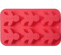 Силиконовая форма для выпечки Walmer Gingerman красная, на 6 кексов W27261628