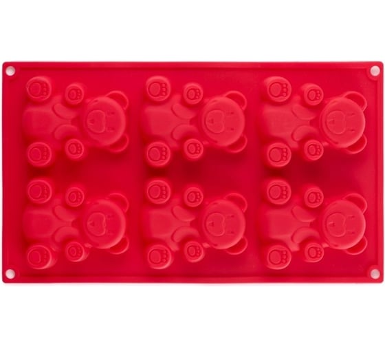 Форма для выпечки Walmer Bears 30.5x18x2 см, красная, на 6 кексов W27301820
