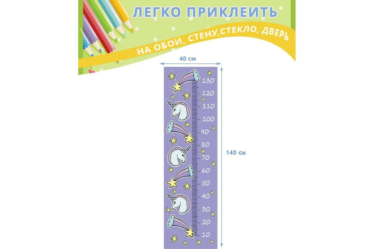 Детский ростомер-наклейка на стену Fotooboikin линейка для измерения ...