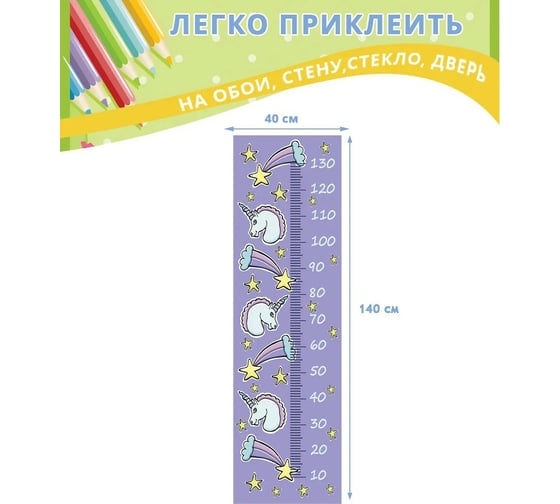 Детский ростомер-наклейка на стену Fotooboikin линейка для измерения ...