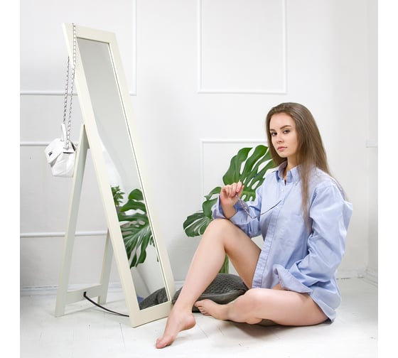 Напольное зеркало Мебелик BeautyStyle 8 слоновая кость 7316