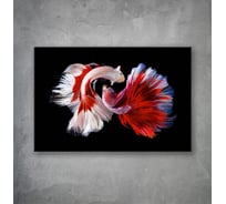 Картина на стекле ООО Оптион РЫБКИ СИАМ красные, горизонтальная, 60x40 см 80709