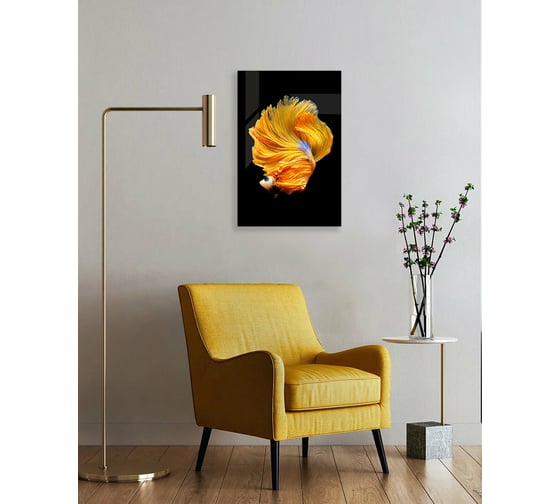 Картина на стекле ООО Оптион РЫБКА СИАМ желтая, 40x60 см 80429