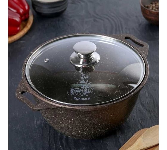 Кастрюля Kukmara Granit Ultra Induction 3 л со стеклянной крышкой, антипригарное покрытие blue кгги32а